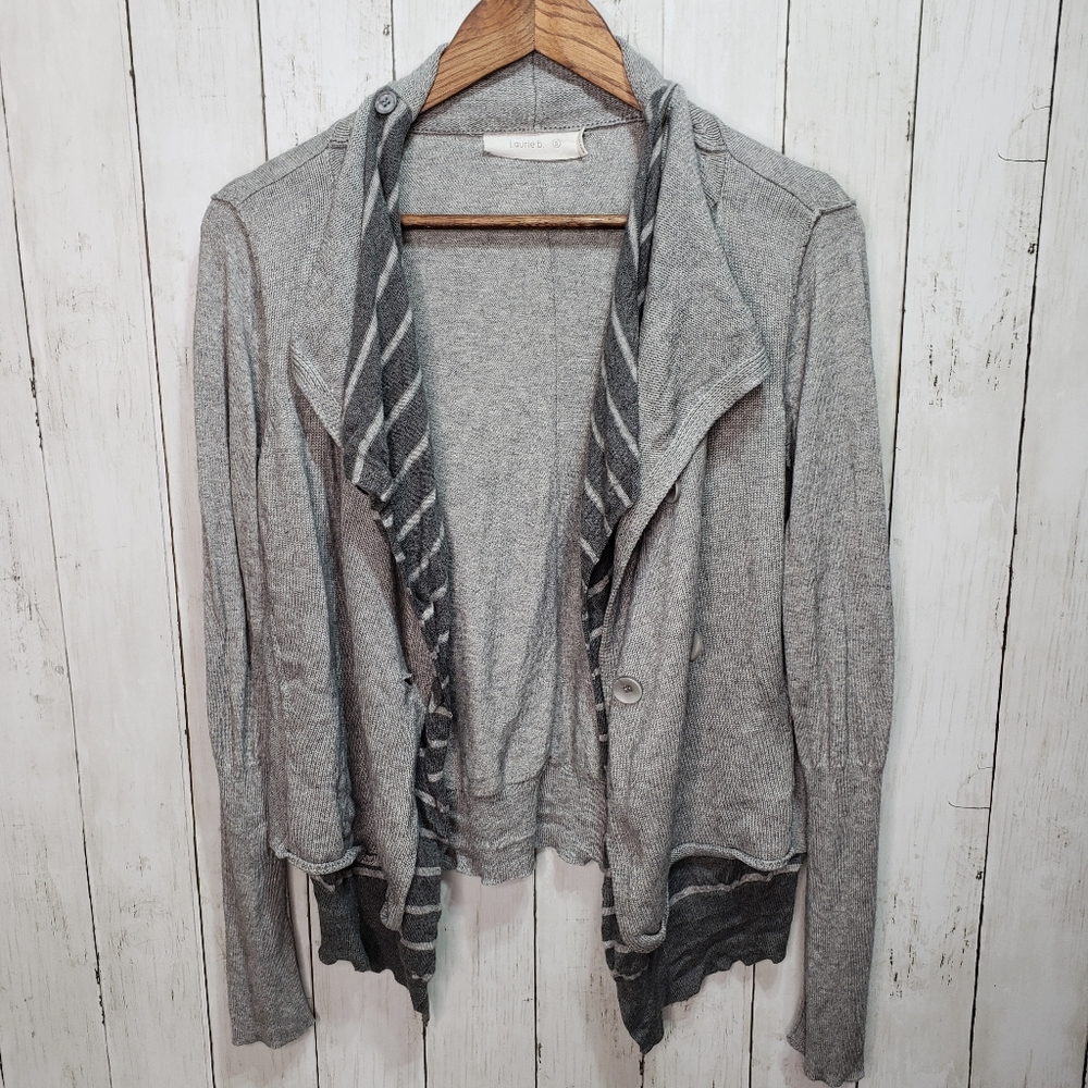 Laurie B. Anthropologie Gray Double Layer Draped